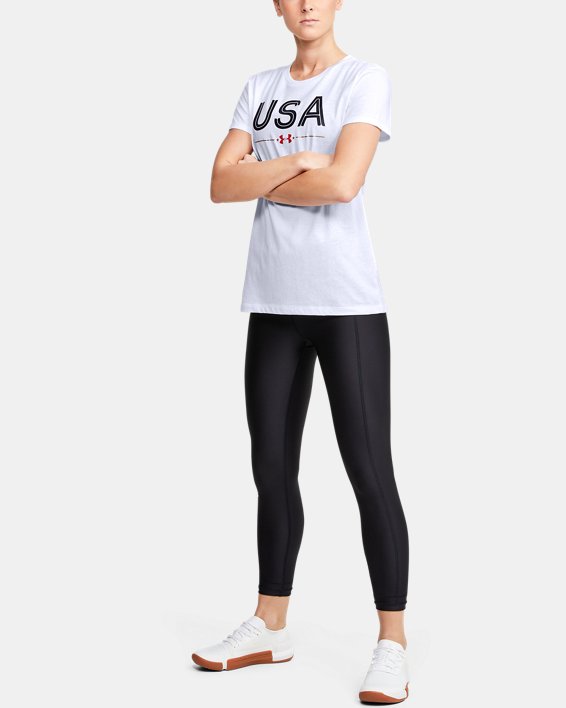 Women's UA USA Short Sleeve, White, pdpMainDesktop image number 1